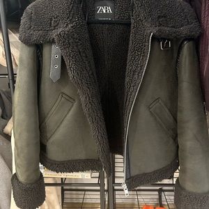 Green Zara suede coat